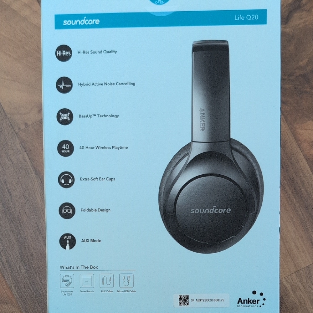 🎧 🎶 Soundcore by Anker LifeQ20 Wireless Noise Cancelling Headphones NIB - Picture 10 of 11